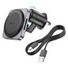 Автомобільний тримач з бездротовою зарядкою HOCO HW15 MagSafe Wireless 15W (Black) на дефлектор