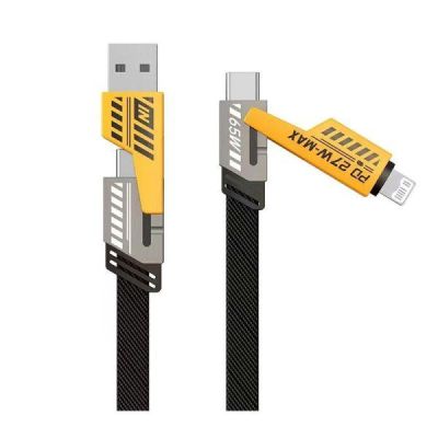 Універсальний кабель-трансформер 4 в 1 Awei CL-100Y USB-A / Type-C на Type-C / Lightning / Micro-USB 27W (1.2m, Black/Yellow)