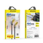 Універсальний кабель-трансформер 4 в 1 Awei CL-100Y USB-A / Type-C на Type-C / Lightning / Micro-USB 27W (1.2m, Black/Yellow)