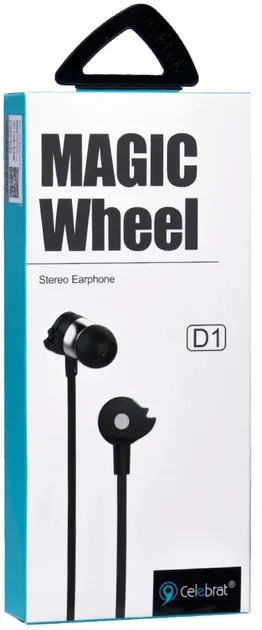Дротові вакуумні навушники Celebrat D1 Magic Wheel з мікрофоном (3.5 mm, чорні)