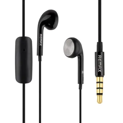 Дротові навушники-вкладиші Remax RM-303 Pure Music з мікрофоном (3.5 mm, чорні)
