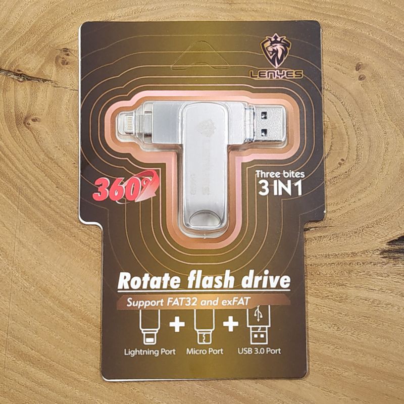 Універсальний USB-накопичувач Lenyes Rotate Flash Drive 3-in-1 64 GB
