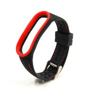 Ремінець Leather Style для Xiaomi Mi Band 5/6/7 Black-Red