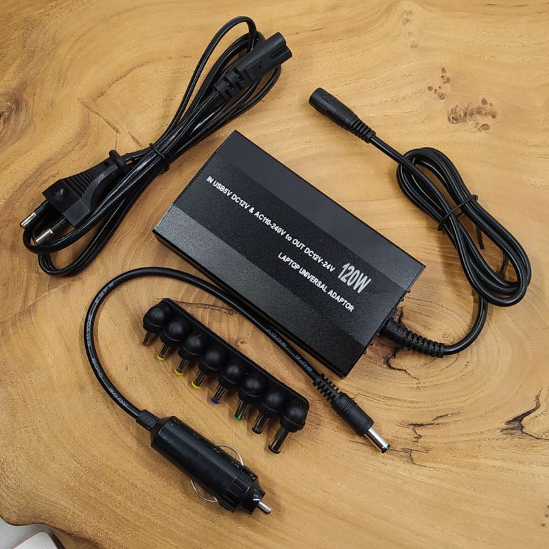 Універсальний зарядний пристрій 12V для ноутбука 120W + 220V