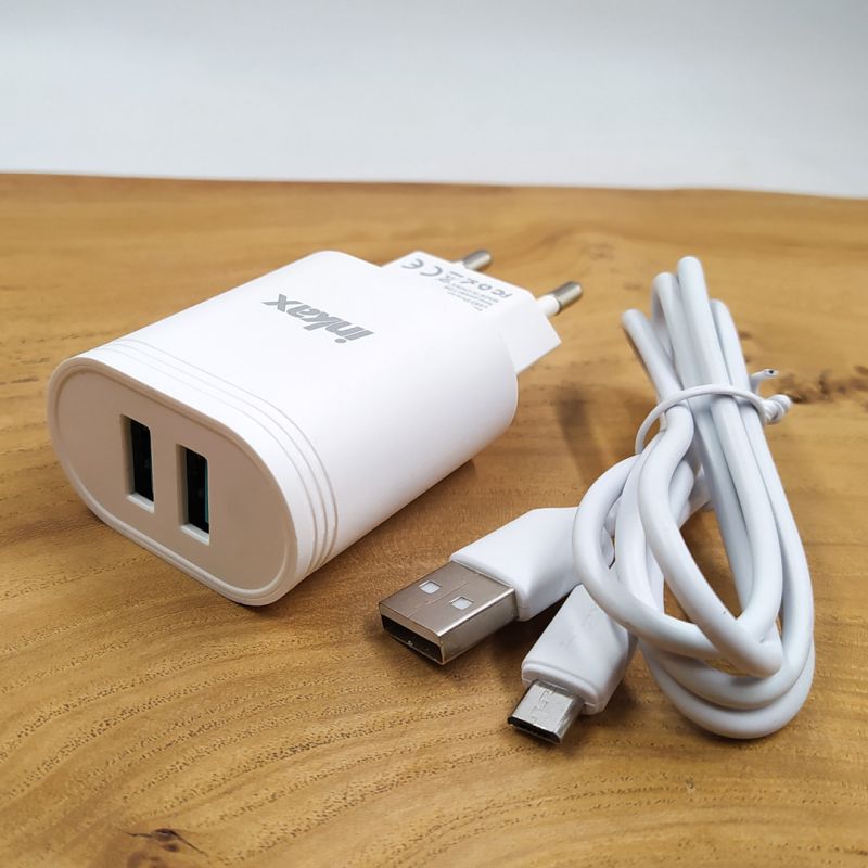 Зарядний комплект Inkax Y02 2USB/2.4A з кабелем MicroUSB