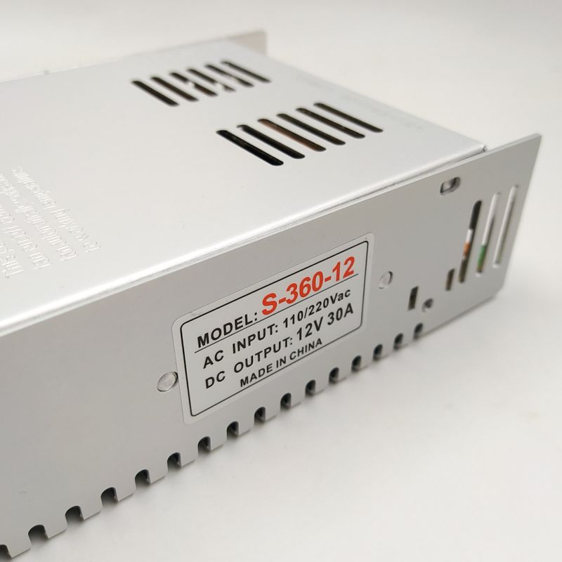 Блок живлення 12V 30A 360W S-360-12 перфорований металевий з активним охолодженням для світлодіодної стрічки та обладнання